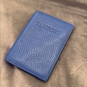 Blue Leather Passport Holder